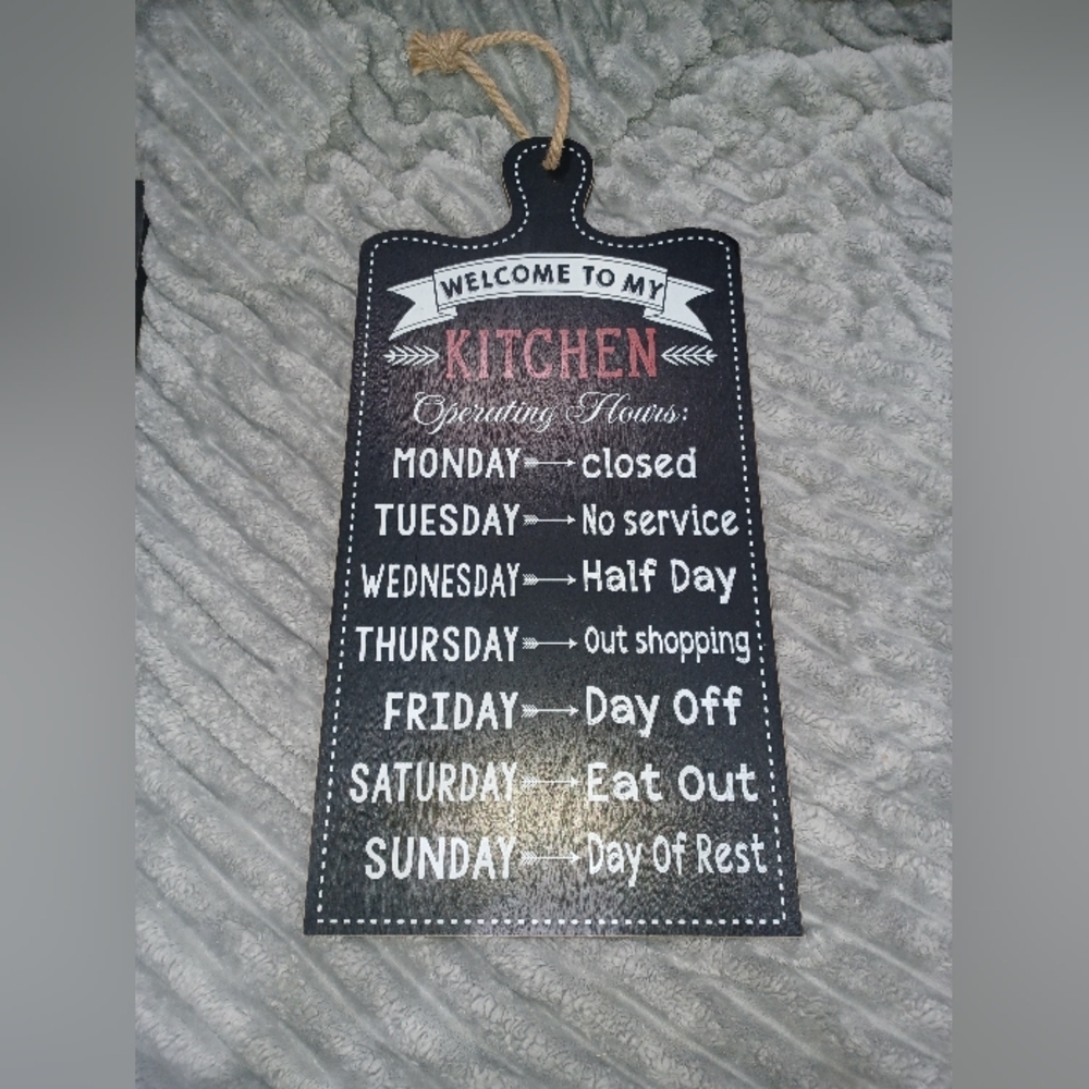 Chalkboard Style Kitchen Sign - Black and White